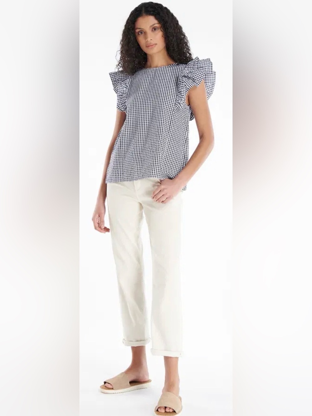 Marigold Top in Navy Check NWT